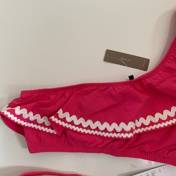 J. Crew Pink One Shoulder Top With Bikini Swim Bottoms 2pc Set - Picture 8 of 15